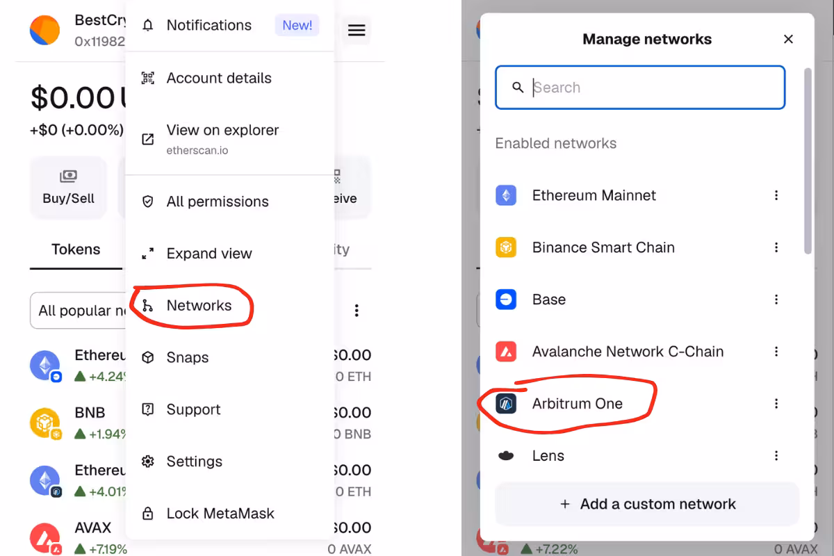 Add Arbitrum One to MetaMask